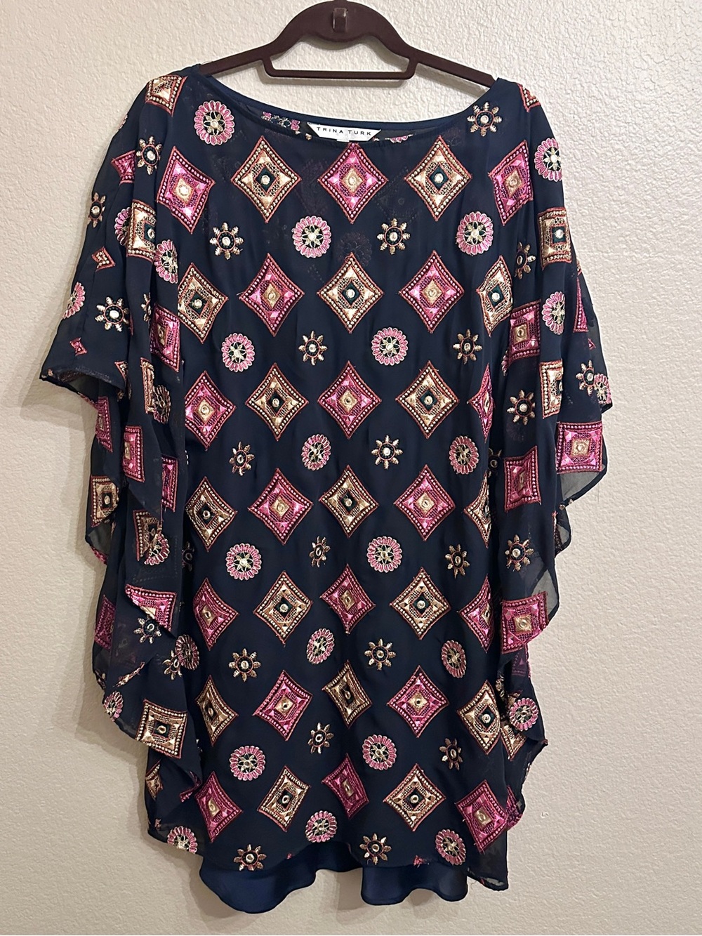 Trina Turk Embroidered Kaftan Dress Size 6